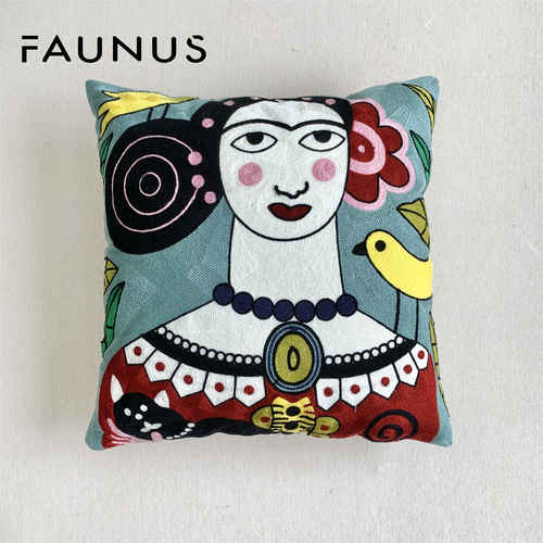 Popular cross-border abstract art oil painting face embroidery cross stitch cushion living room exhibition hall woolen embroidery pillow