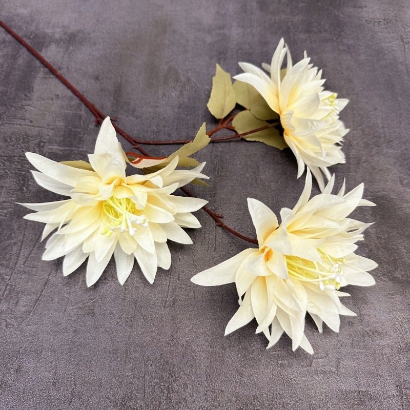 3 grandes crisantemos dahlia, accesorios de fotografía, decoración de boda, flores artificiales, flores de seda, flores falsas, ramo de flores