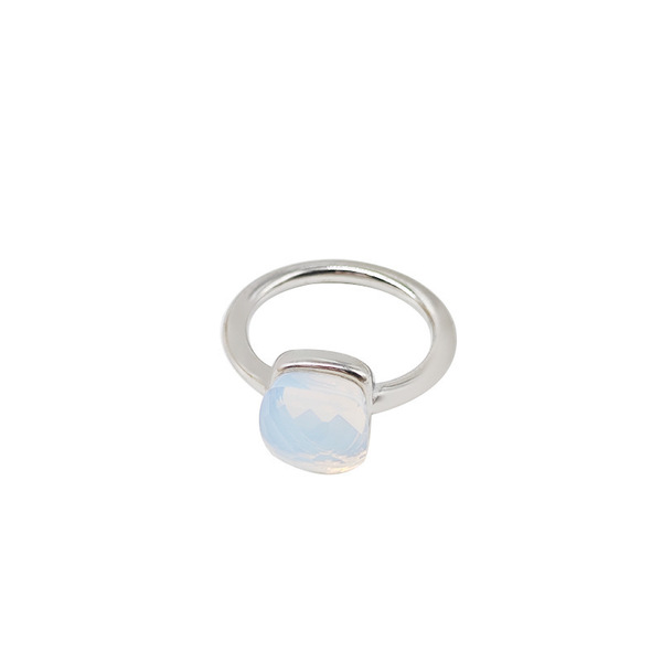 geometric retro fashionable small design ring with stone stainless…