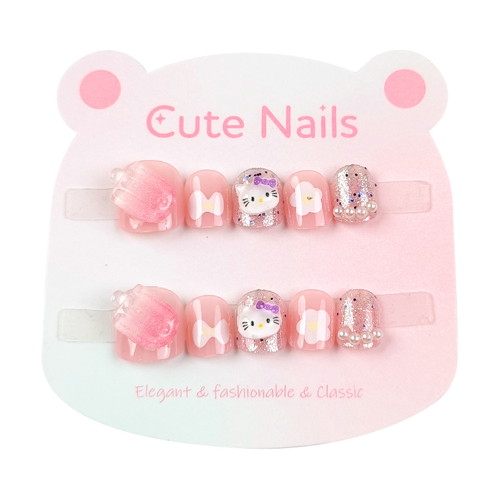Pegatinas de uñas Sanrio para niñas, calcomanías de uñas 3D de gatitos, lindas pegatinas de uñas de dibujos animados para niños.