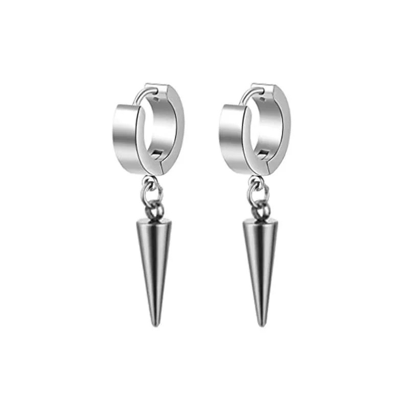 Tapered Titanium Steel Earrings, Non-Fading, Trendy and Cool, Punk Pointed Long Pendants for Men and Women, Hip-Hop Accessories, European and American Cross-Border Style