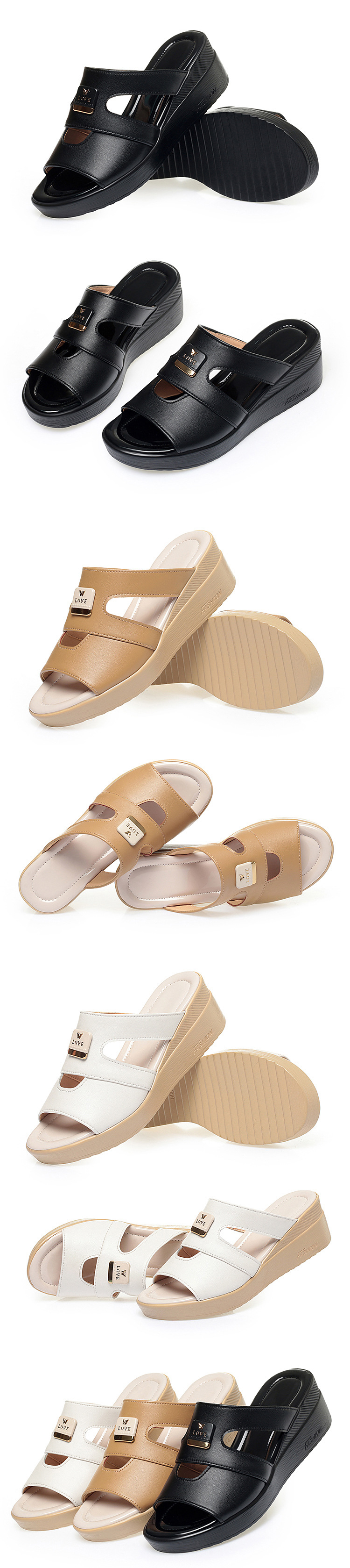 Dép sandal nữ đế xuồng da mềm quai chữ V — màu đen chi tiết 7