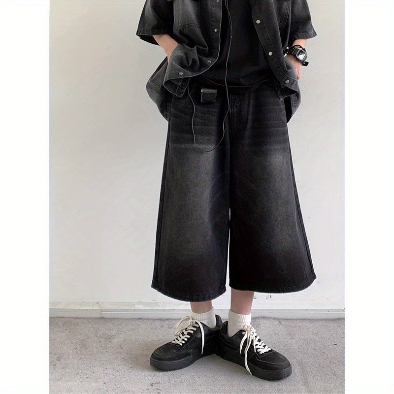 Японский набор, ретро джинсы для отдыха, trousers, свободный прямой крой