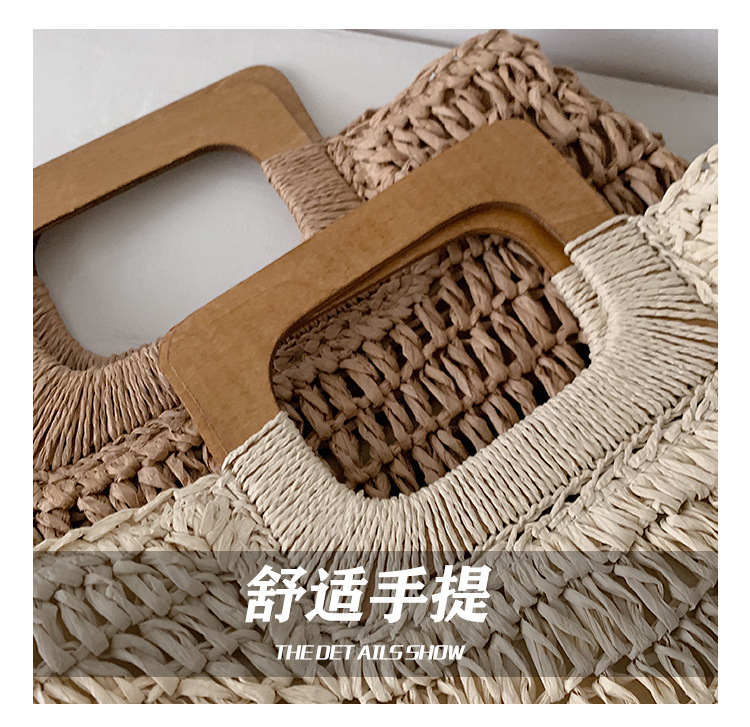 567g Weight Zipper Closure Type Top Handle Strap Type Straw Bag Bags Type Holiday Occasion Straw Material Solid Color Pattern All Seasons Season Women's Gender Vacation Style Oval Shape Khaki, Beige Color Large Size Large Straw Straw Bag Shoulder Bags 20