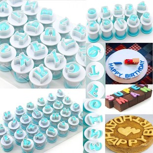 Chikai 26P Uppercase and Lowercase Letters Word Biscuit Spring Mold Fondant Cake Printing Plastic Mold in Stock