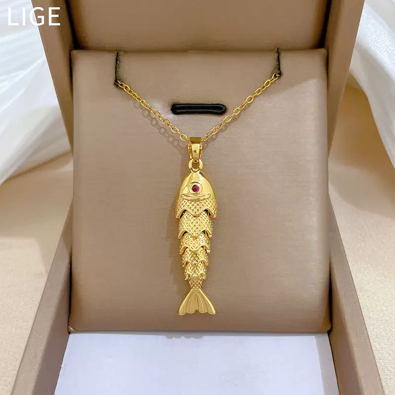 【钛钢】 多层活动锦鲤轻奢风气质华丽满钻项链女百搭锁骨链钛钢