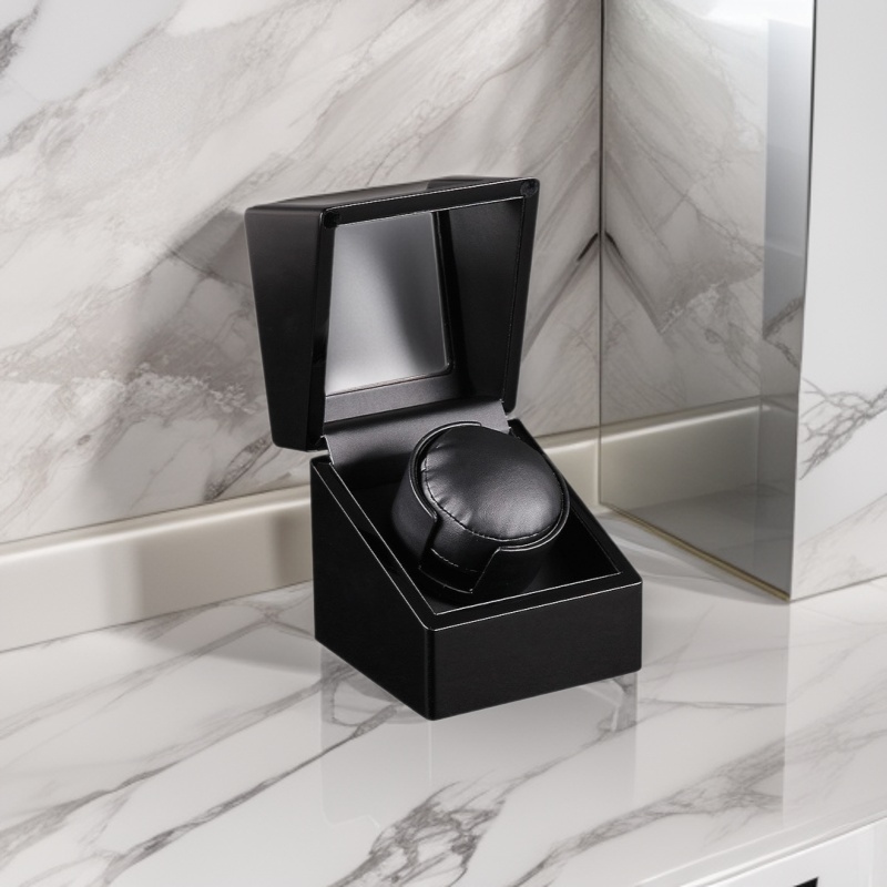 Black High-End Watch Box Electric Motor Box Piano Paint Wooden Mechanical Watch Shaker Watch Maintenance Storage Box