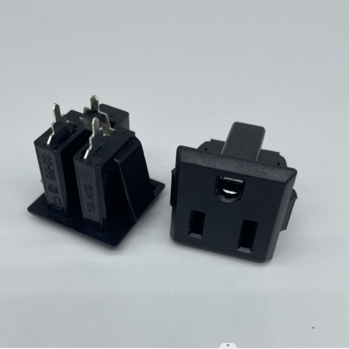 翼德电器厂家直销SS-6B尖脚PCB美式插座 焊接直脚美规插座交期快