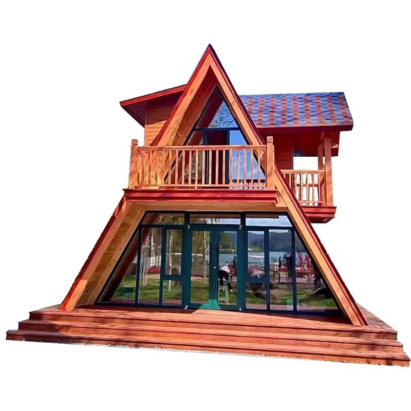 Casa triangular de madera de estilo nórdico casa de madera maciza al aire libre camping hotel móvil casa de alojamiento