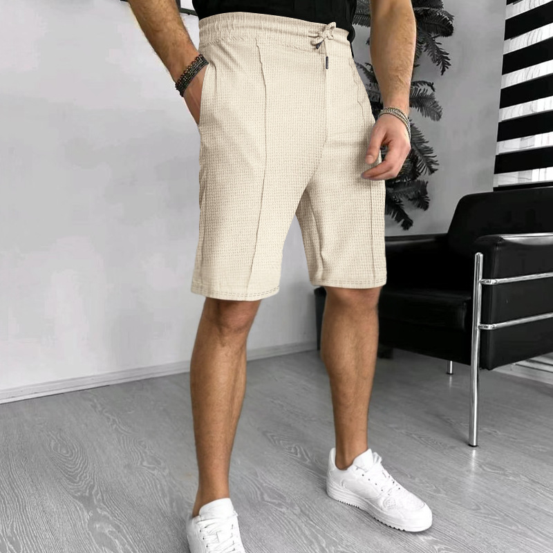 Men's Waffle Knit Shorts - Breathable Loose Fit 5-Inch Inseam Casual Summer Shorts Breathable Waffle Texture_viptrois.com