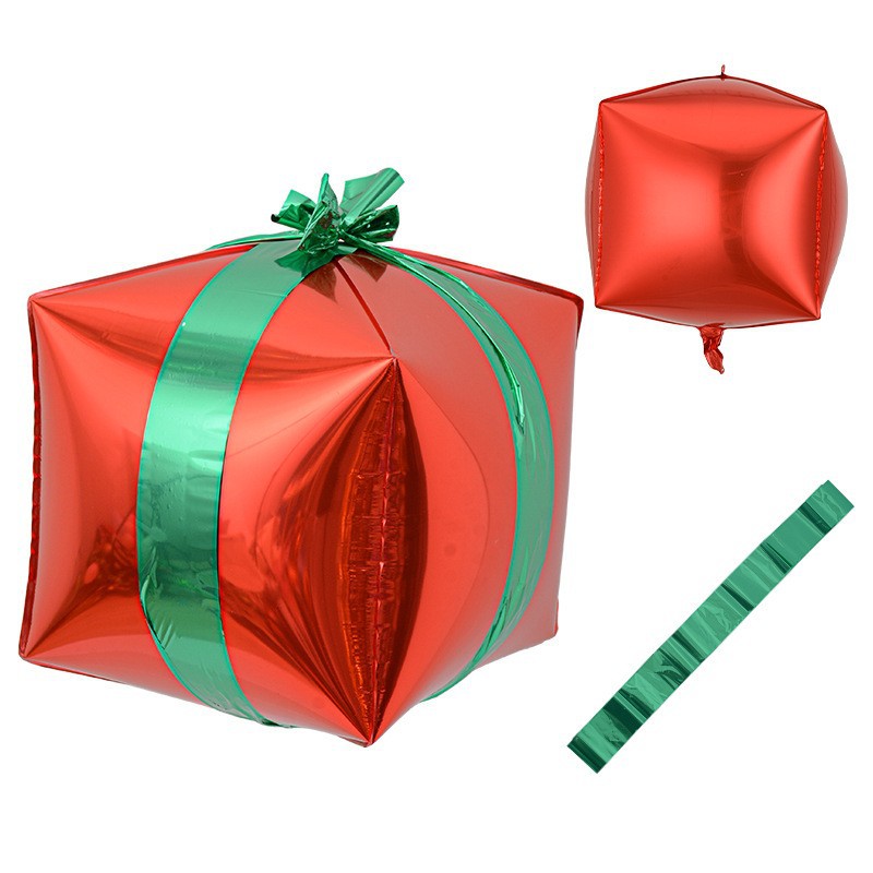 Globo de película de aluminio versión 4D, globo esférico cúbico de 32 pulgadas, caja de regalo de Navidad, globo de decoración de Año Nuevo image 6