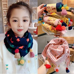Baby Dual-Sided Cotton Triangular Scarf for Autumn and Winter, Unisex Children's Neck Scarf, Cute Cartoon Design, Bestselling Children's Scarf and Bib