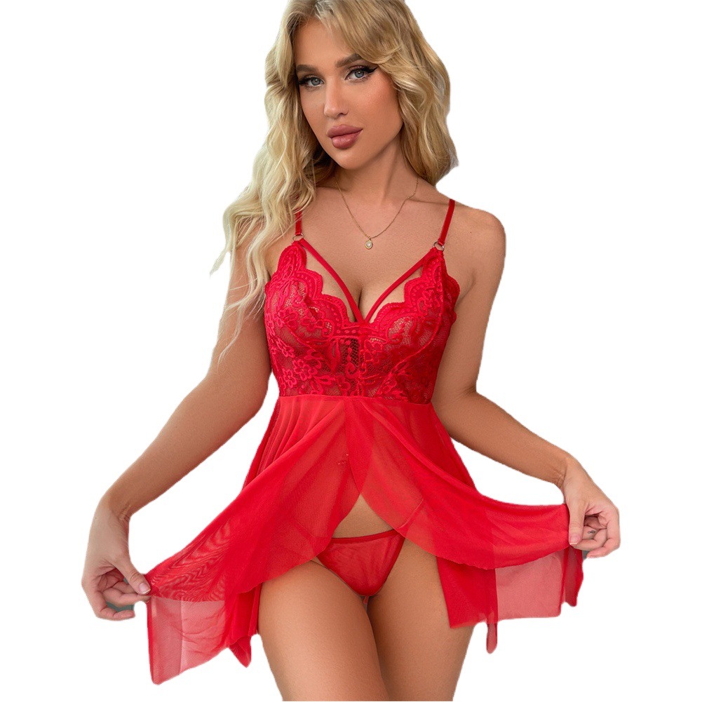 Spot comercio exterior más tamaño transfronterizo sexy lencería sexy mujer encaje perspectiva sexy pijama sexy de una pieza