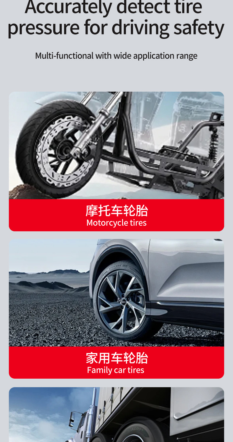 Dual-head air nozzle truck and car tire quick inflation tool, inflating rod, air release valve, inflating nozzle, tire pressure gauge