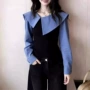 不规则长袖翻领独特衬衫