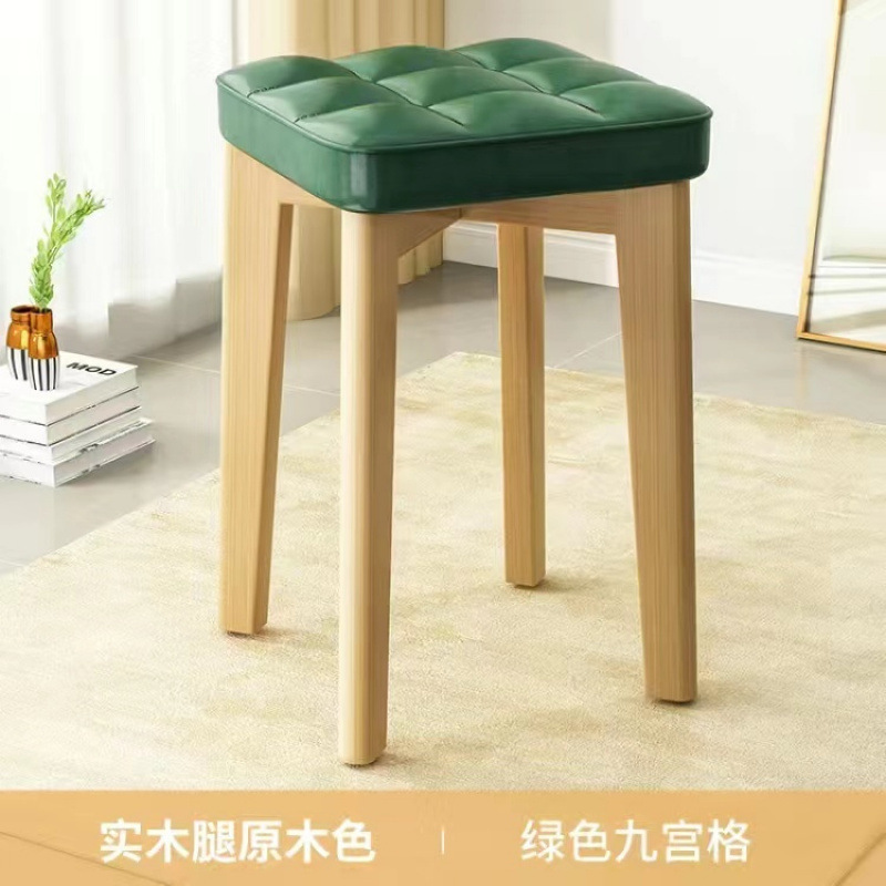 無垢材のソフトシートスツールは積み重ね可能、モダンでシンプルな家庭用ダイニングテーブルと椅子、リビングルームの小さなベンチ、シンプルなコーヒーテーブルと正方形のスツール|undefined