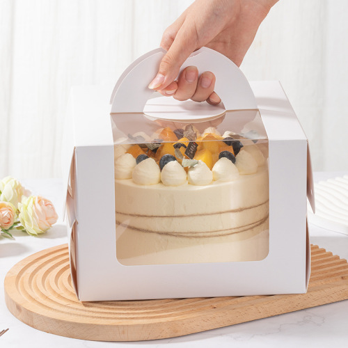 3 inches 4 inches 6 inches 8 inches birthday cake box portable window-opening white transparent mousse dessert pastry paper box