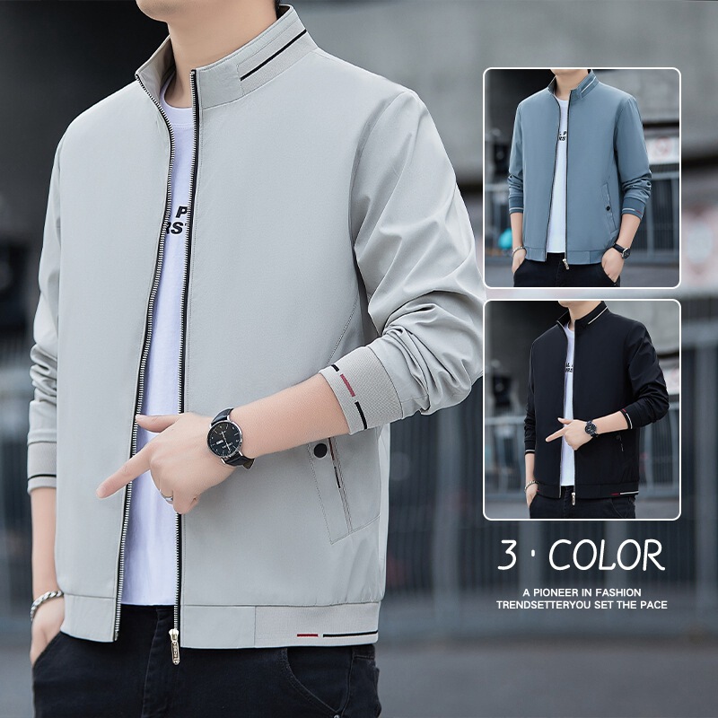 2025 spring new jacket men's young and middle-aged business casual plus size jacket high quality men's stand collar men's clothing