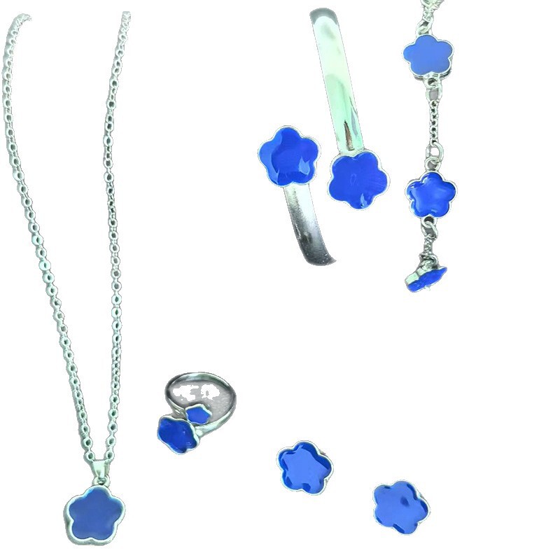 ヨーロッパとアメリカの国境を越えた売れ筋の5枚の花びらの花5点セットネックレスブレスレットブレスレットイヤリングリングヨーロッパとアメリカのエレガントなセット在庫あり|undefined