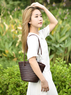 Basket, one-shoulder bag, DIY, genuine leather