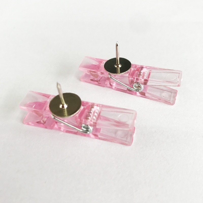 3.5*0.7cm 플라스틱 클립 압정-투명 핑크