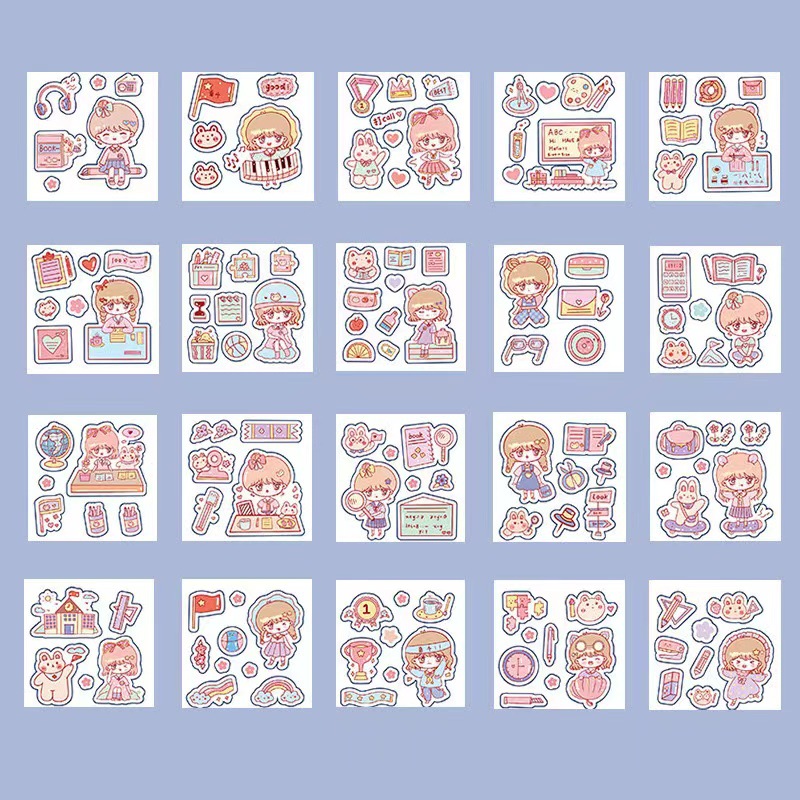 Etiqueta engomada de la cuenta de la mano Etiqueta engomada de la niña de los niños Decoración de dibujos animados lindo Pet Taza de agua impermeable transparente Carcasa del teléfono Pegatina de la cuenta de la mano