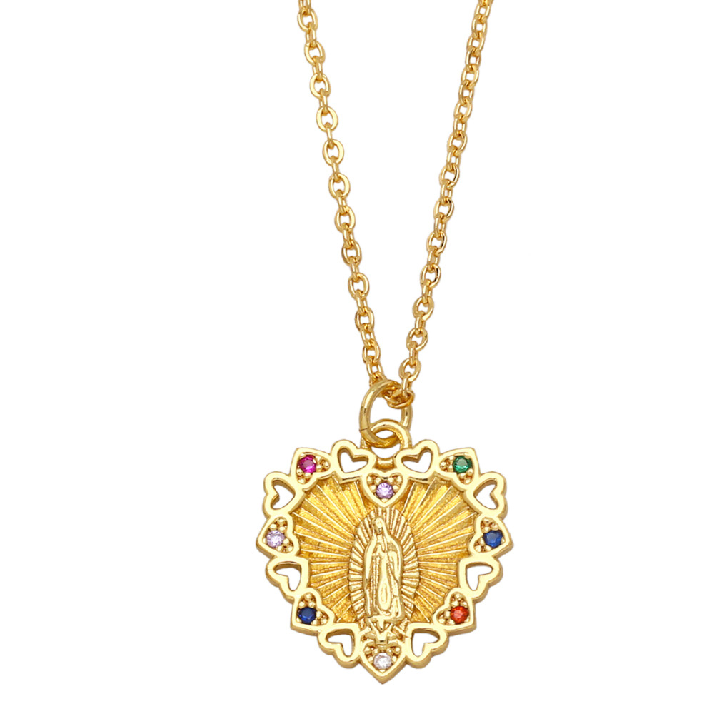 Fashion Heart Shape Copper Pendant Necklace Plating Zircon Copper Necklaces