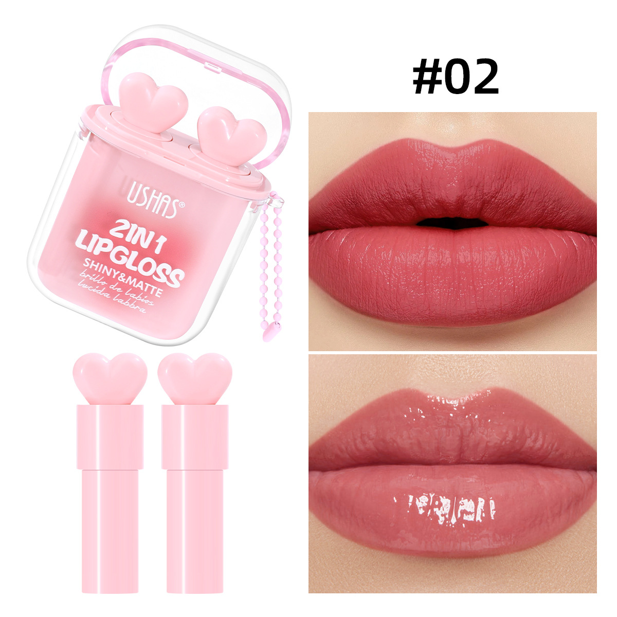 USHAS Transfronterizo Amazon Hot Sale Blush impermeable color duradero doble tubo lipstick ULG015
