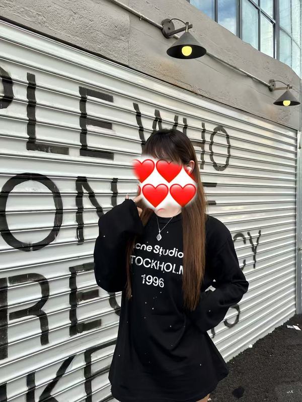 アクネハイバージョンミニマリストスタイルウォッシュレタートップ女性のための 2025 春の新しいニッチ個性カジュアル長袖 T|undefined