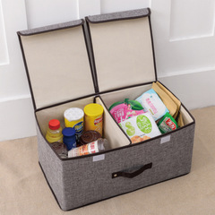 Cotton and linen fabric double-cover storage box miscellaneous storage box dormitory covered underwear storage box foldable storage box