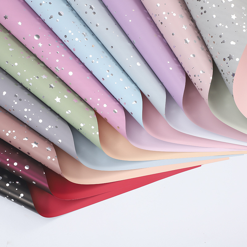 Papel de embalaje ins estilo brillante cielo estrellado papel de embalaje simple material de embalaje de regalo avanzado papel impermeable grueso de dos colores
