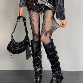 丝袜女夏季薄款防勾丝蜘蛛花纹黑丝渔网袜性感连裤打底袜网袜蕾丝