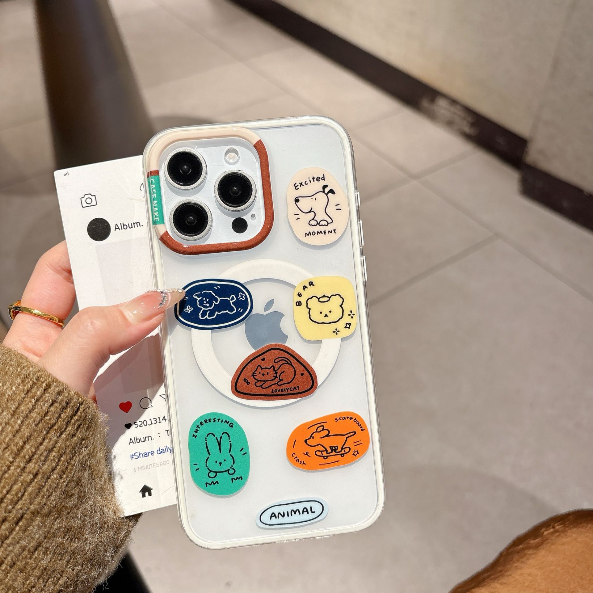 Ins etiqueta de color de nicho cachorro gato para Apple 16ProMax pareja 15Pro funda para teléfono móvil 14/13