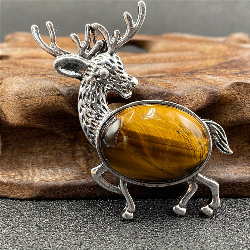 Collier Animal Broche Coquille Exagérée Elk Multicolor Corage display picture 9