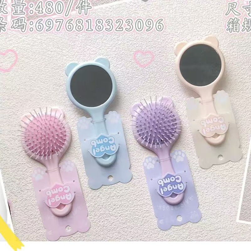 レインボー 2 ドルショップ カラー独立ロールコーム ミラー付き カーリーヘアコーム ブロードライヘア 前髪 ペアヘッド インナーバックル|undefined
