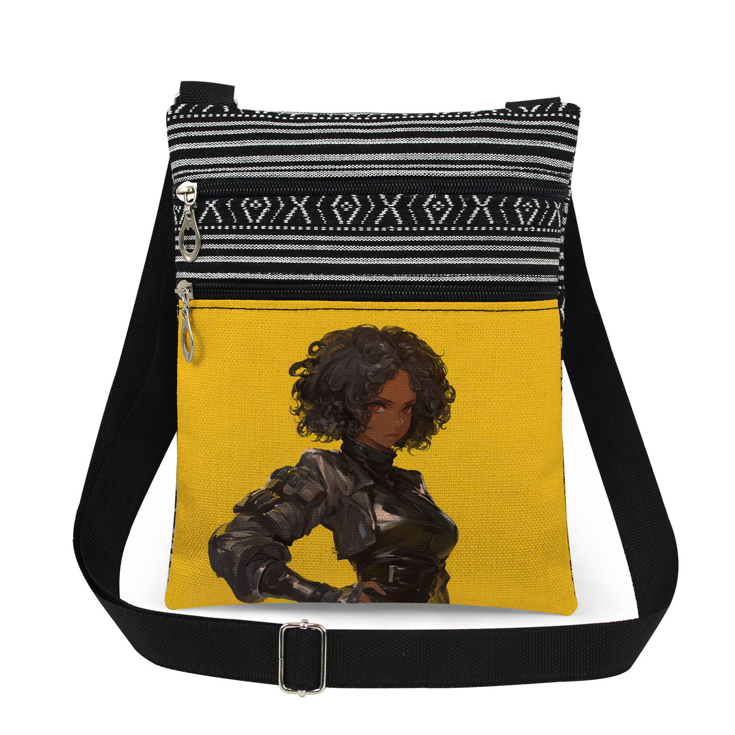 Women's Canvas Human Flower Streetwear Square Zipper Messenger Bag display picture 13