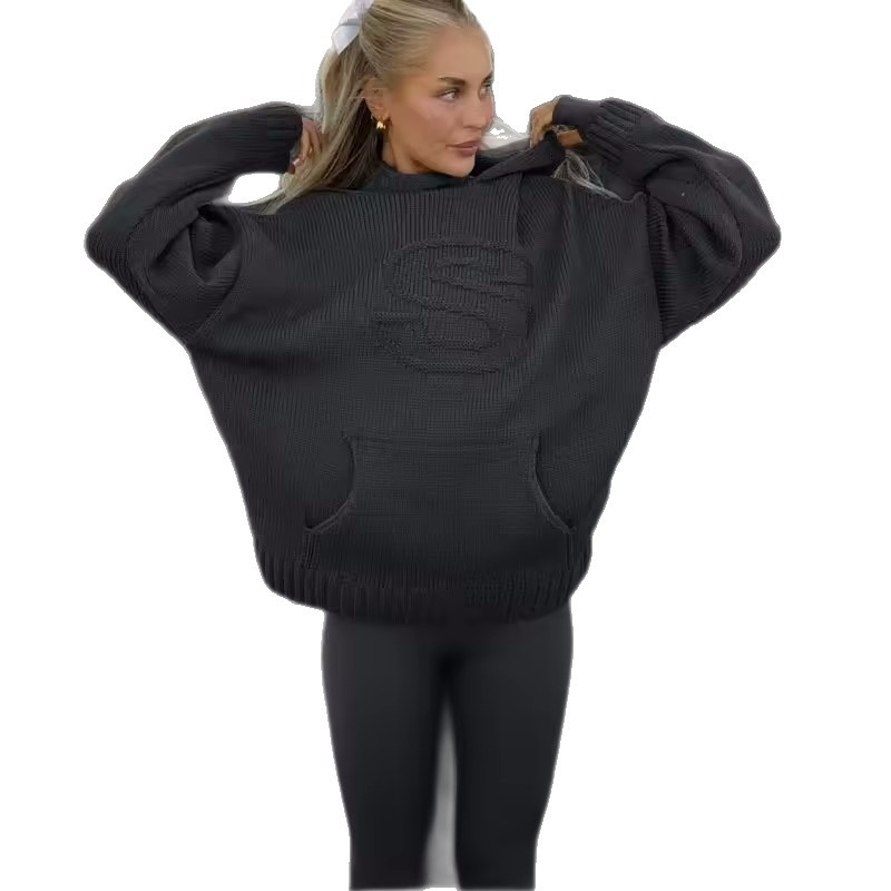 Women's Clothing Retro Trendy Knitted Sweater, Unisex, Versatile, Loose Fit, Popular Pullovers_ecoleips.com