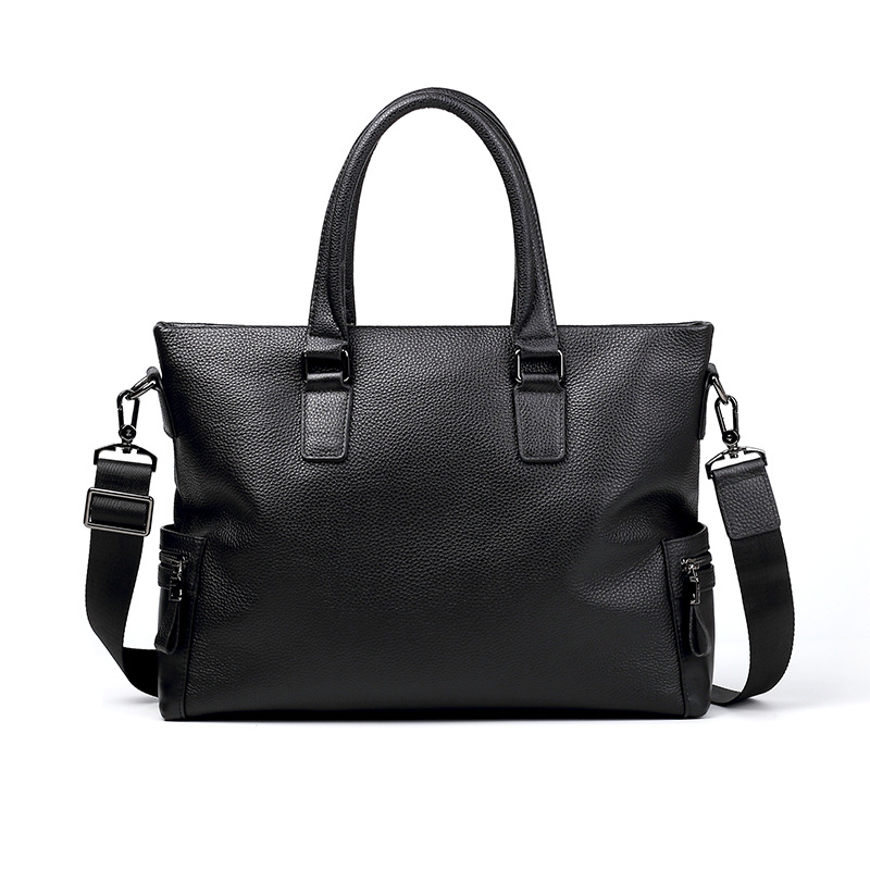 Men's Genuine Leather Handbags,Men's Cowhide Business Bags,Horizontal Large Capacity Briefcases,One Piece Drop Shipping