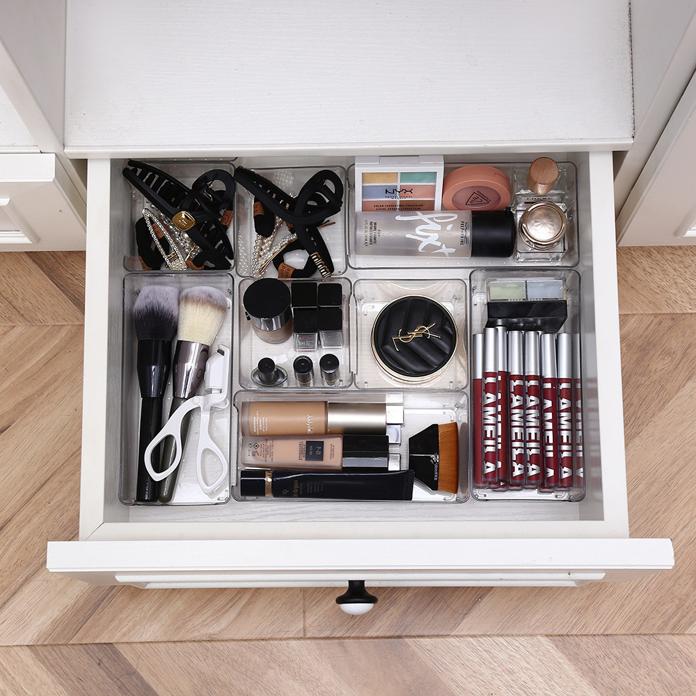 Transparent Storage Box Desktop Acrylic Plastic Organizer Box Portable Storage Box Drawer-Type Portable Storage Box