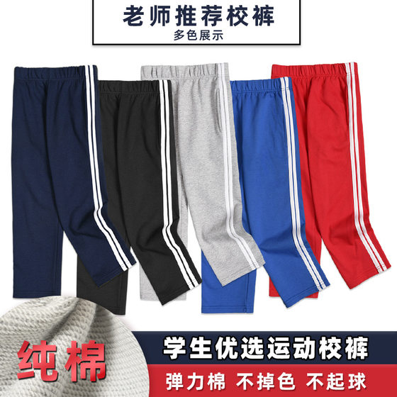 Children's Blue Spring and Autumn Sports Pants Grey Two-Pair Trousers Navy Blue Red School Pants for Primary School Students