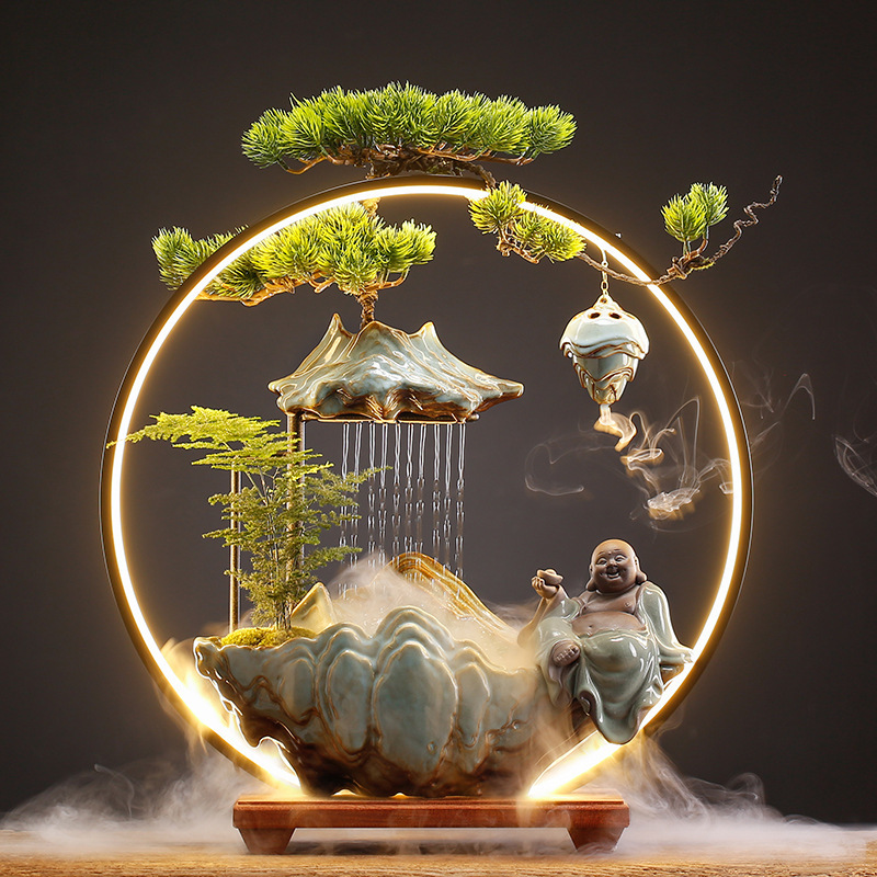 Bring in Wealth and Treasure Flowing Water Ornaments Home Creative Fountain Living Room Office Desktop Entrance Hall Housewarming New Home Opening Gift