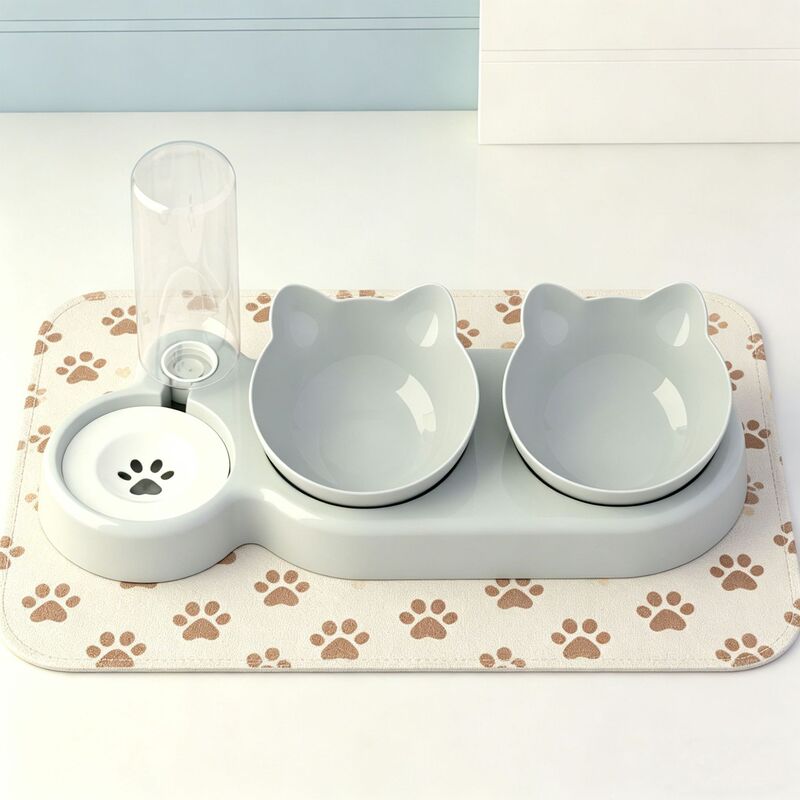 Cat Bowl, Double Bowl, Dog Bowl, Slanted Mouth to Protect Cervical Spinee, Automatic Drinking and Feeding Bowl, Anti-Knock over Cat Food and Dog Food Bowl, Cat Supplies Cat Bowl, Double Bowl, Dog Bowl, Slanted Mouth to Protect Cervical Spinee, Automatic Drinking and Feeding Bowl, Anti-Knock over Cat Food and Dog Food Bowl, Cat Supplies