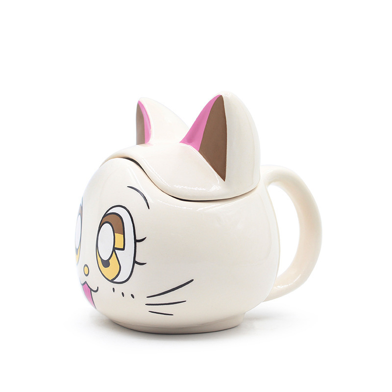 Cerámica hermosa chica gatito pareja en tazas de dibujos animados tazas de cerámica perimetral 3D tazas de estilo de marca