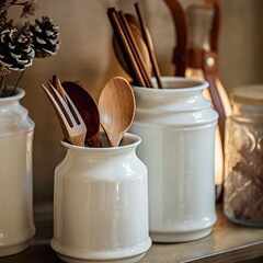 Alley End〖収納ヘルパー〗箸立て キッチン セラミック収納瓶 ペン立て ナイフ フォーク スプーン 箸かご 装飾品