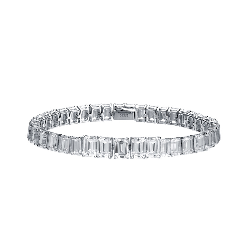Graf's Same Diamond Emerald Cut D Color Mosan Diamond Bracelet Luxury Inlay S925 Silver Plated 18k Gold Handpiece