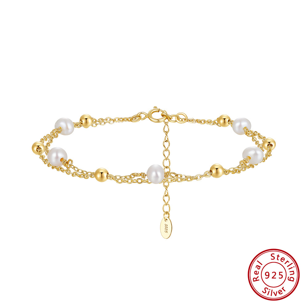 2g Weight 0.03µm Gold Plating Thickness Electroplating Gold Plating Process Spring Ring Trigger Clasp Closure Clasp Closure Type 14K Real Gold Plated, Platinum Plated Plating Material 925 Sterling Silver Pendant Material Stone-Free Inlay Material Bracelets Classification 925 sterling silver Chain Material Beaded Chain Chain Type 1 Piece Quantity Daily Occasion 925 Sterling Silver, Freshwater Pearl Material Geometric Pattern Women's Gender Simple Style Style Plating Craft 925 Sterling Silver Freshwater Pearl  Bracelets Simple Style 8