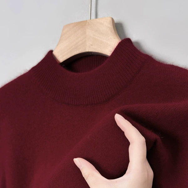 [Half -high collar] 8802 wine red