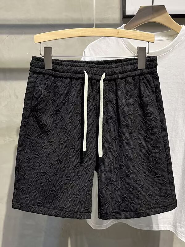 Short décontracté ample pour homme, style fin et tendance, couleur unie, jacquard cinq points, idéal pour l'été._voghion.com