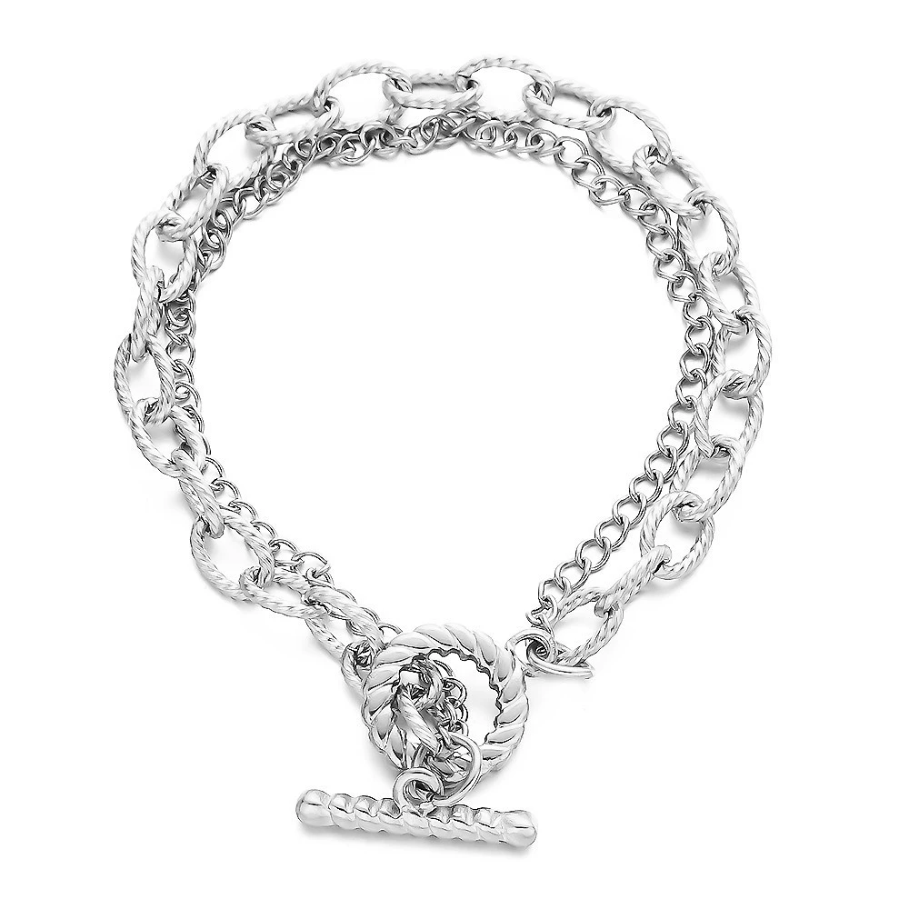 Bracelet hip-hop style stainless steel with pigtail, European style, simple and elegant design, punk style