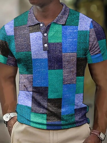 European and American Independence Station 3D digital pattern men's lapel short-sleeved casual trend hot selling POLO pullover